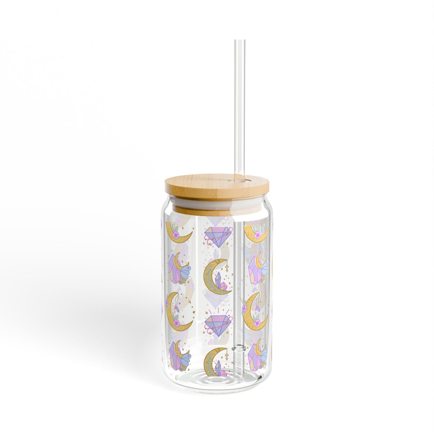 Cosmic Reflections Glass Cup - with Bamboo Lid & Straw