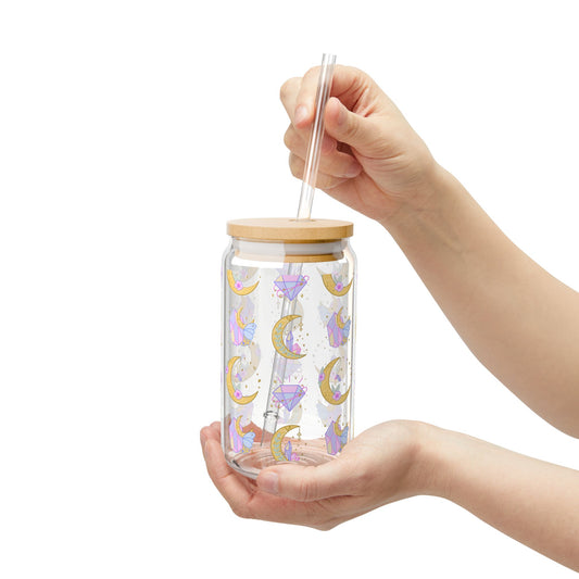 Cosmic Reflections Glass Cup - with Bamboo Lid & Straw