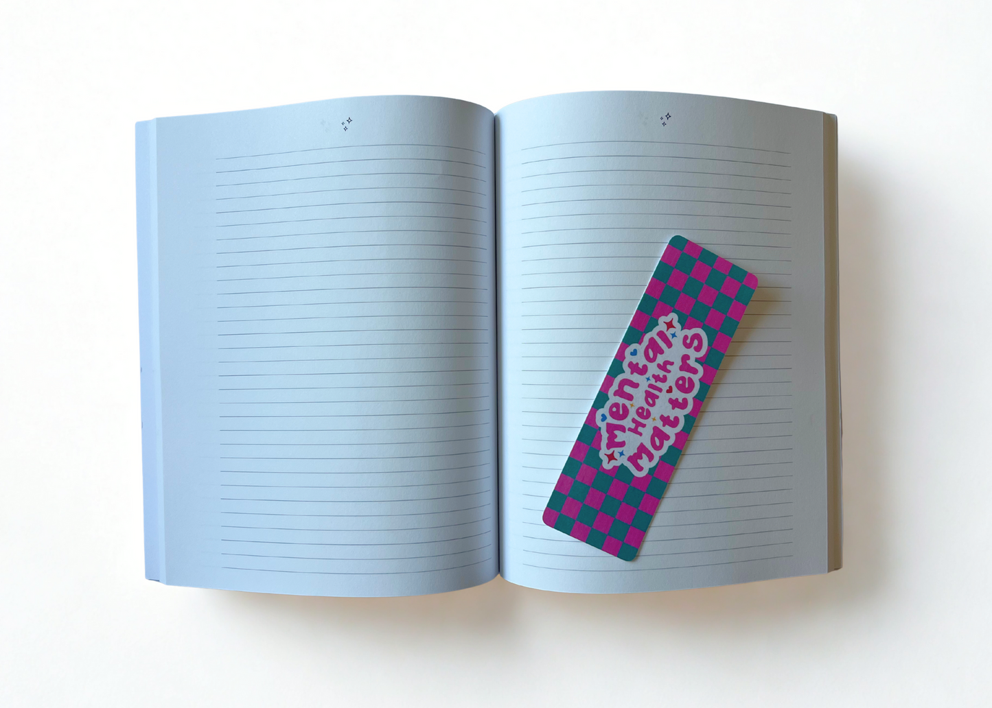 Mental Health Matters Notebook & Bookmark – Green Checkerboard