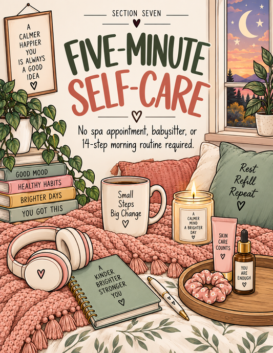 5-Minute Self-Care for Moms | Printable Self-Care Worksheets, Reset Activities & 6 Bonus Coloring Pages