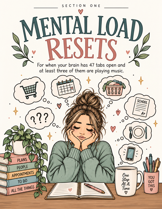 The Mental Load Reset for Moms | 5-Minute Printable Worksheets for Overwhelm, Decision Fatigue & Mental Clutter