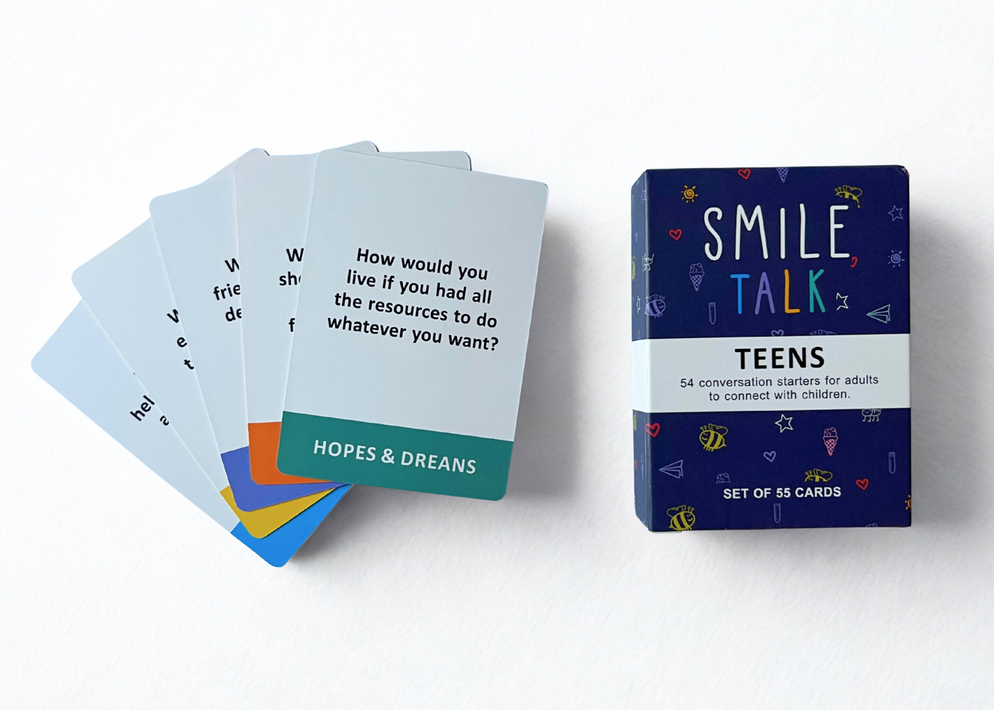 Smile Talk Teens Deck – 54 Thoughtful Prompts to Spark Teen Dialogues
