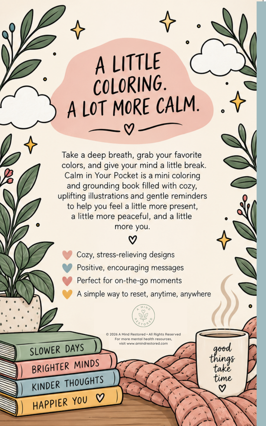 Calm in Your Pocket – 5x8 Printable Anxiety Relief Coloring Book & Grounding Worksheets | 50-Page Digital Download