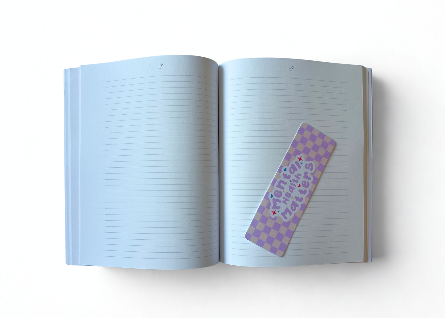 Mental Health Matters Notebook & Bookmark – Lavender Checkerboard
