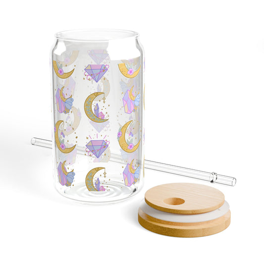 Cosmic Reflections Glass Cup - with Bamboo Lid & Straw