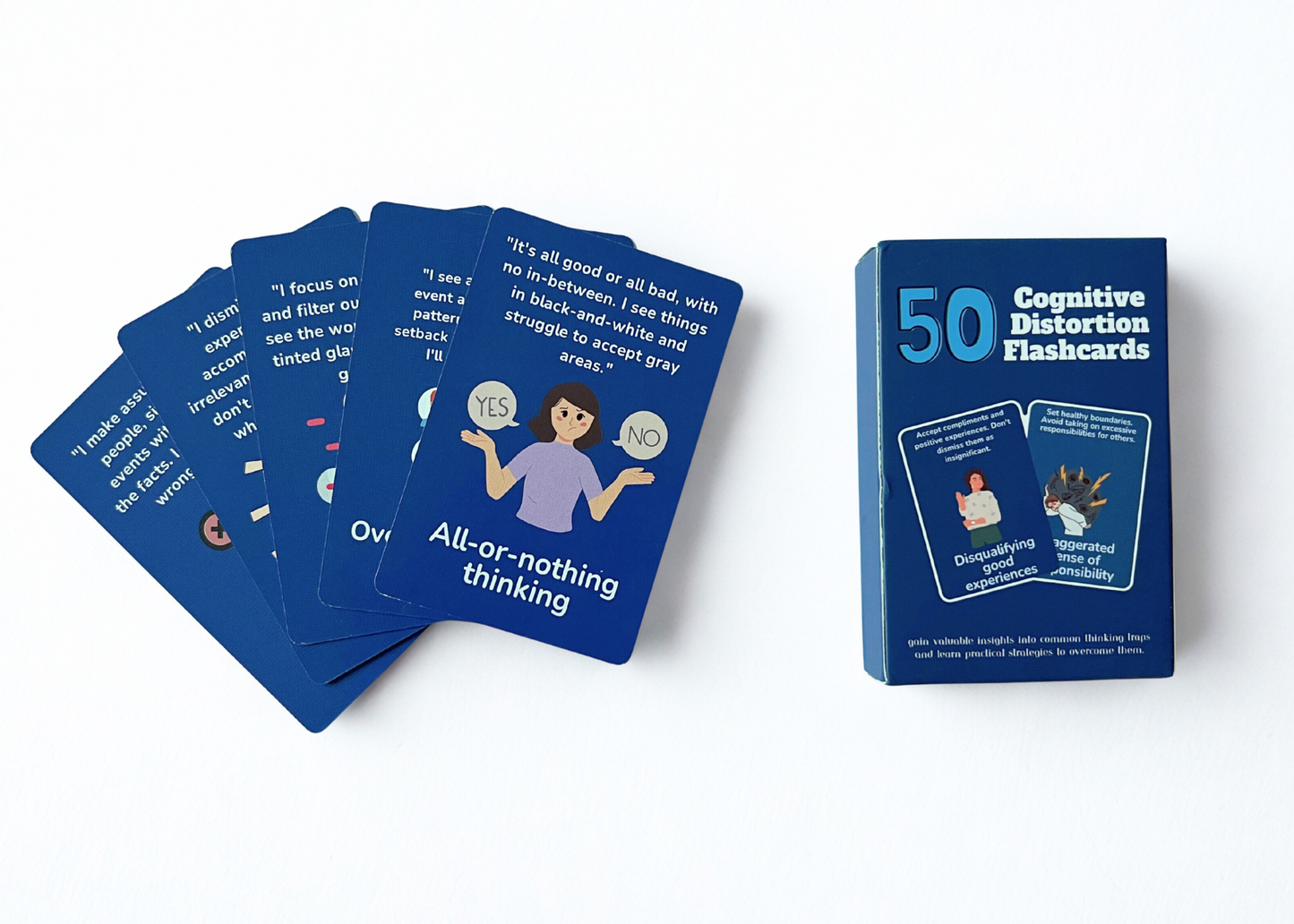 Cognitive Distortion Flashcards – 50 Thinking Traps + Strategies Deck