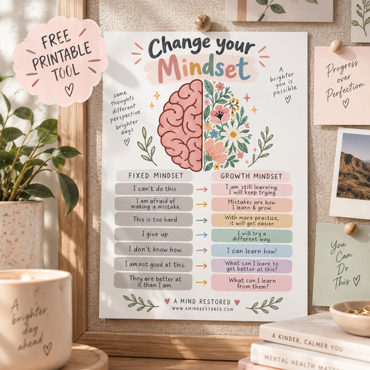 Change Your Mindset Printable | Free Growth Mindset & Positive Thinking Tool
