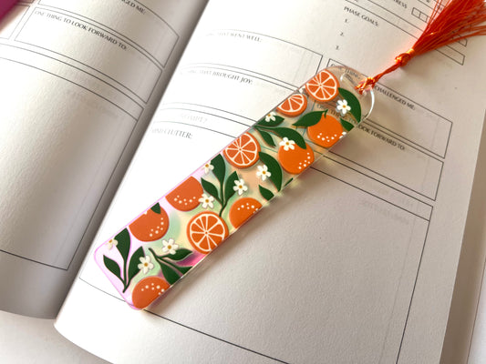 Fresh Oranges Holographic Acrylic Bookmark