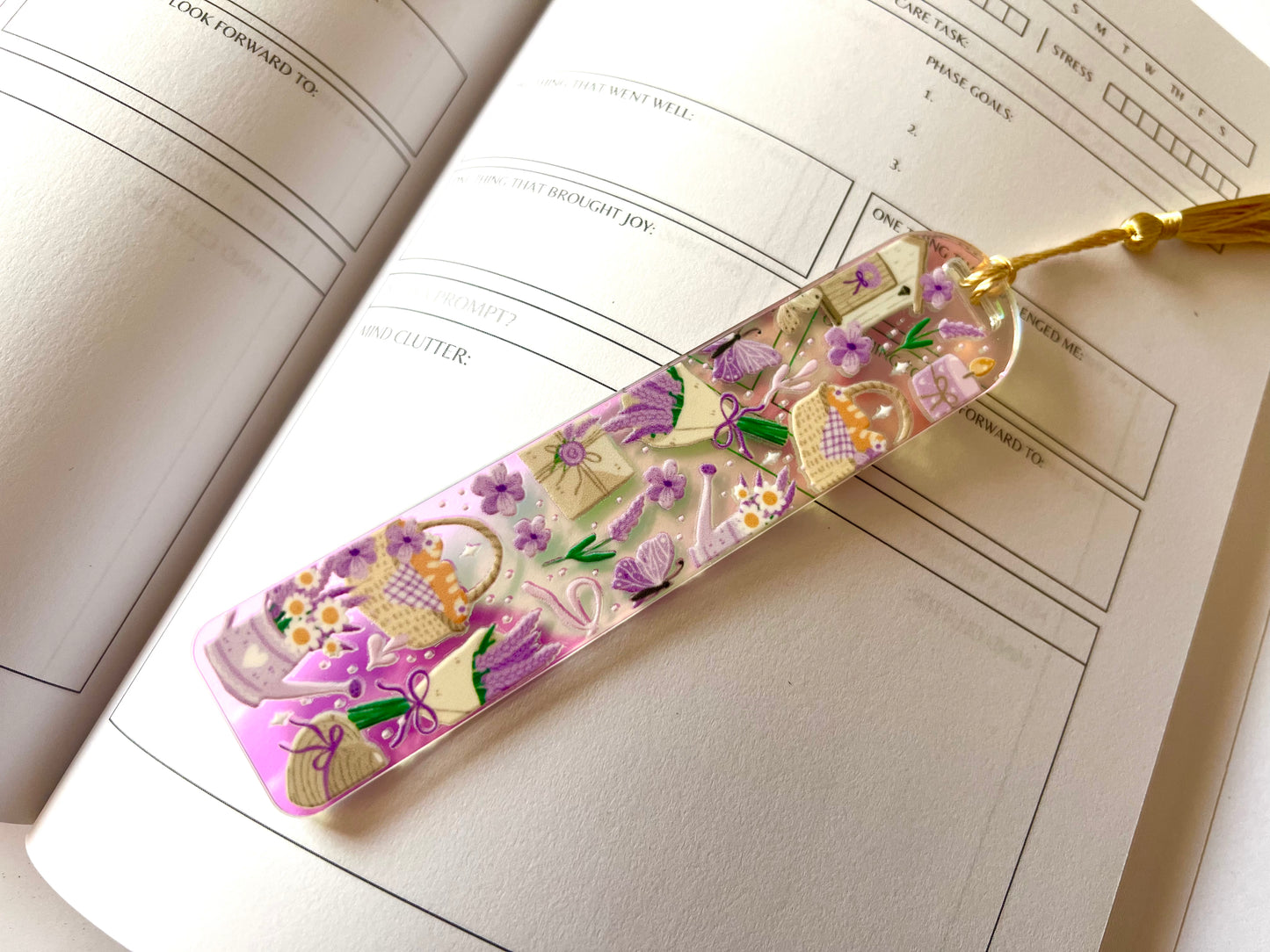 Lavender Picnic Field Holographic Acrylic Bookmark
