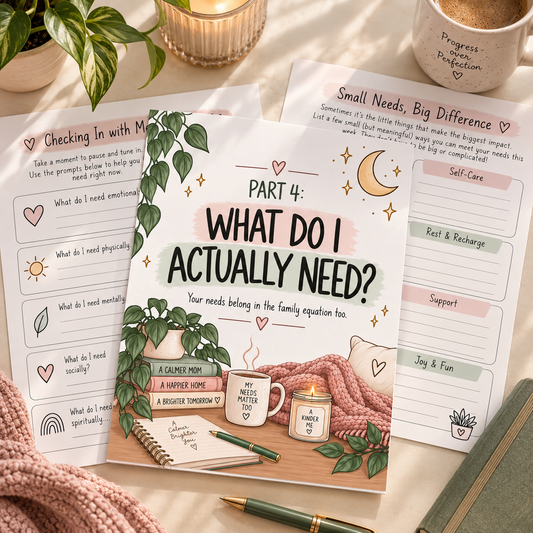 Self-Care & Needs Workbook for Overwhelmed Moms | 11 Printable Worksheets for Burnout, Overstimulation, Rest & Emotional Wellness