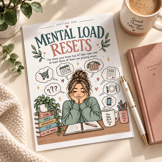 The Mental Load Reset for Moms | 5-Minute Printable Worksheets for Overwhelm, Decision Fatigue & Mental Clutter