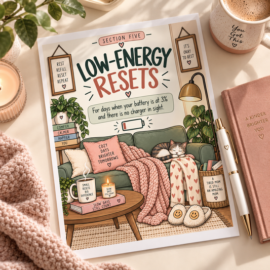 Low Energy Resets for Moms | 5-Minute Printable Worksheets for Exhaustion, Burnout, Low Motivation & Survival Mode
