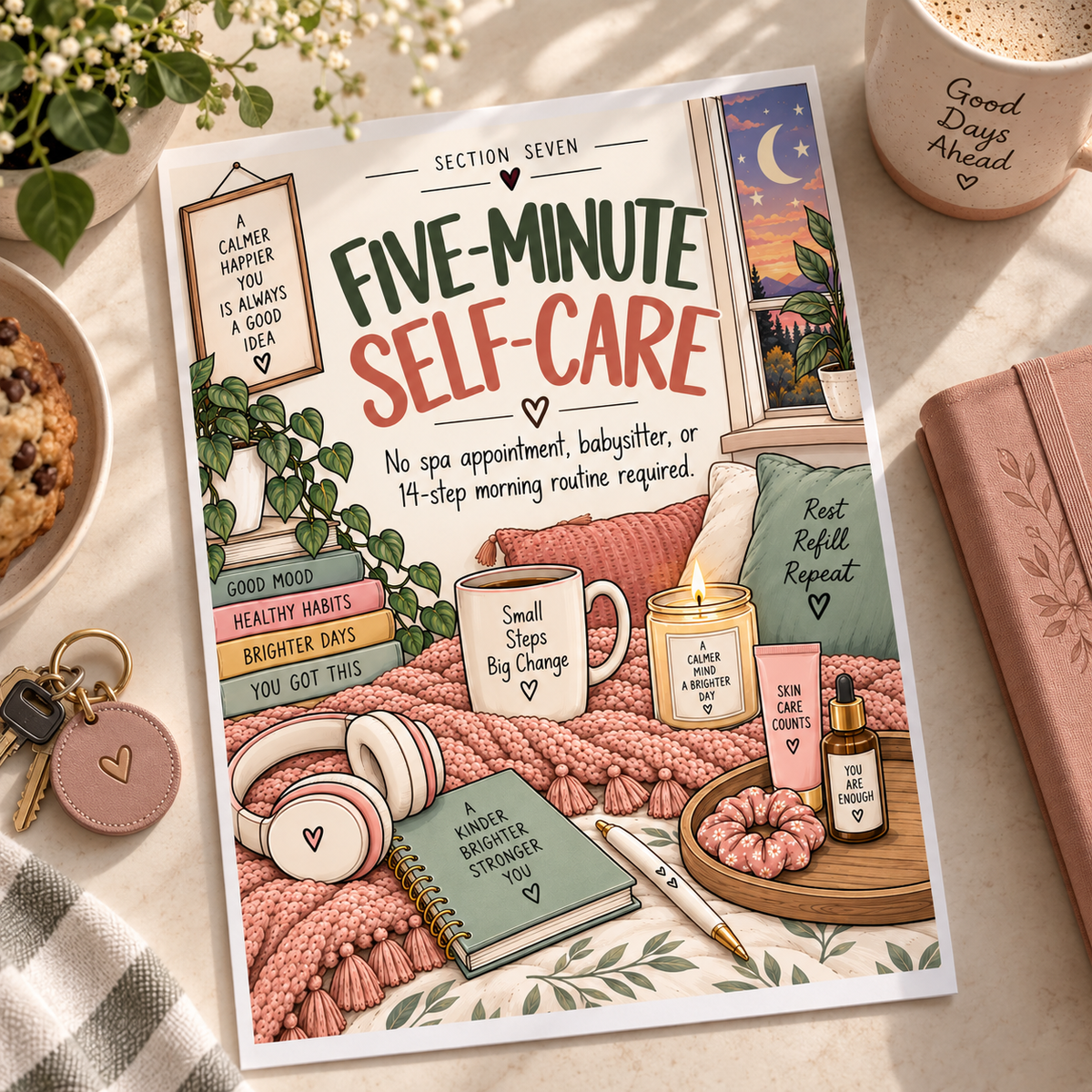 5-Minute Self-Care for Moms | Printable Self-Care Worksheets, Reset Activities & 6 Bonus Coloring Pages