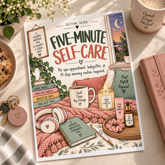 5-Minute Self-Care for Moms | Printable Self-Care Worksheets, Reset Activities & 6 Bonus Coloring Pages