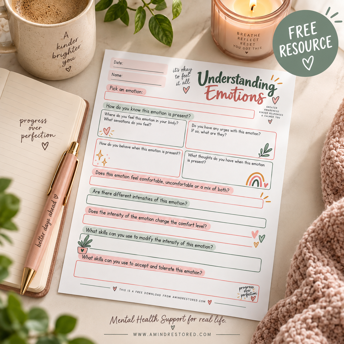 Understanding Emotions Worksheet | Free Emotional Awareness & Mental Health Printable